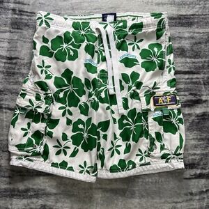 Vintage Y2K Abercrombie And Fitch Tugger Cargo Swim Trunks Mens L Green Mesh
